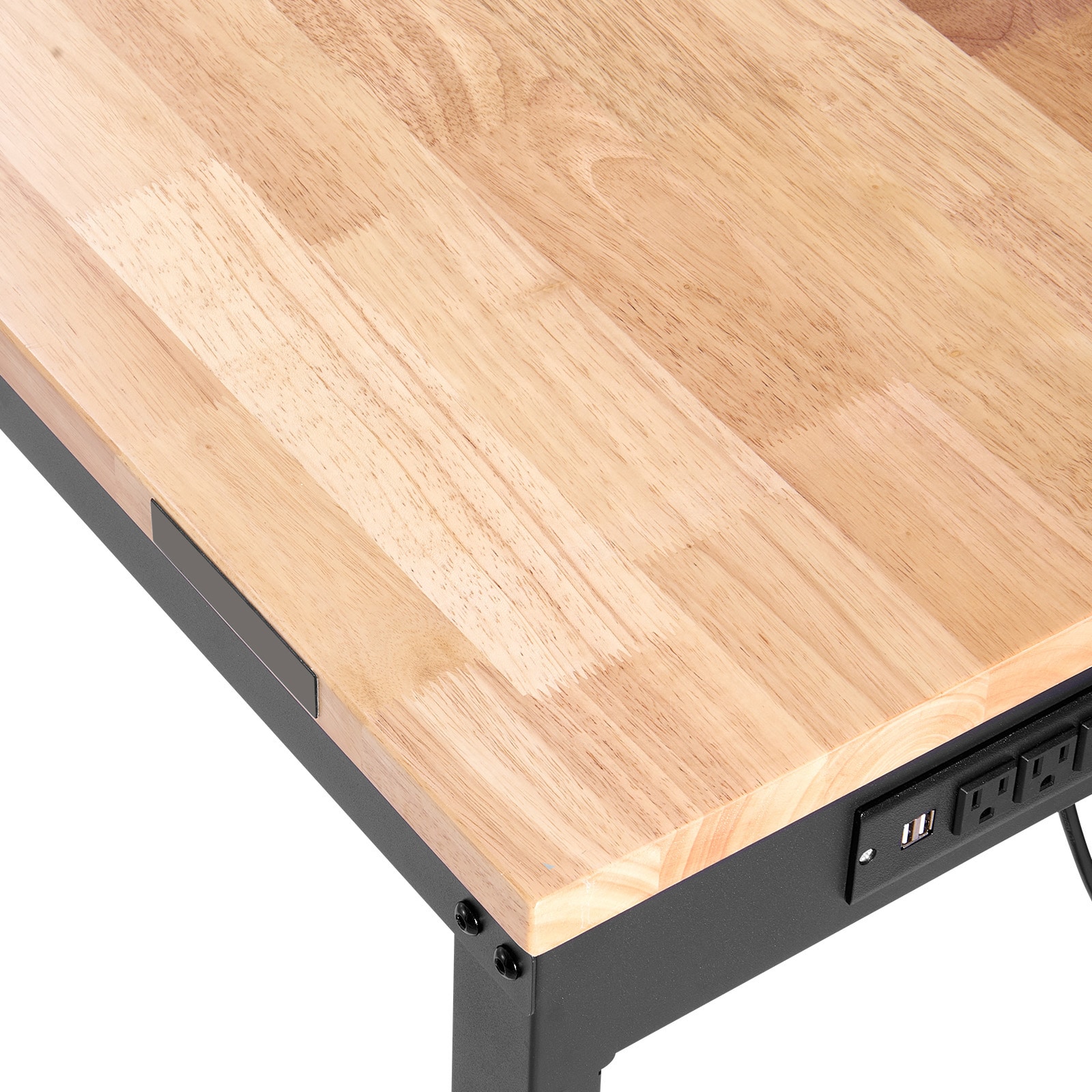 Adjustable Height Workbench With Power Outlets And Hardwood Top_voghion.com